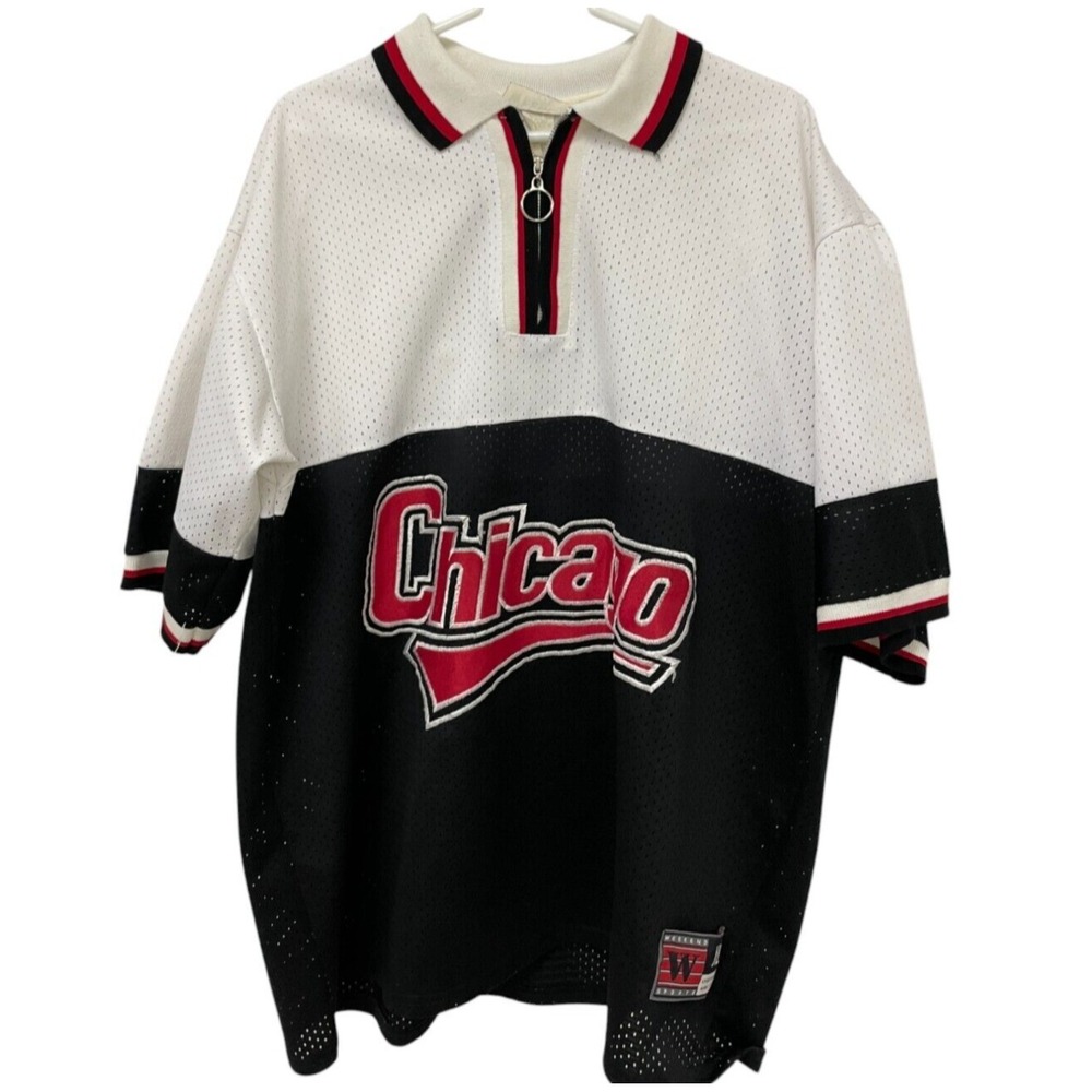 Vintage 90s Chicago Bulls Jersey Shirt‎ Mens XL Pullover USA Half Zip Colorblock